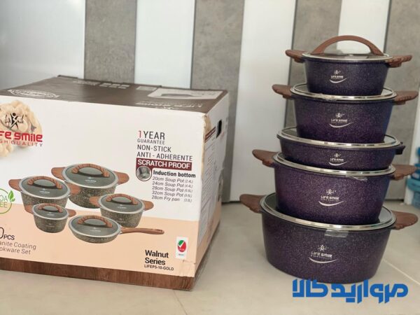 سرویس قابلمه ۱۰ پارچه دسته چوبی نانوگرانیت لایف مدلLIFEP5-10 - Image 3