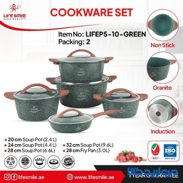 سرویس قابلمه ۱۰ پارچه دسته چوبی نانوگرانیت لایف مدلLIFEP5-10 - Image 2